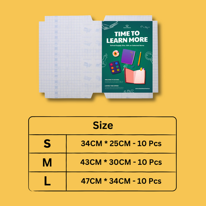 Self-adhesive transparent protective book cover (Pack of 30)